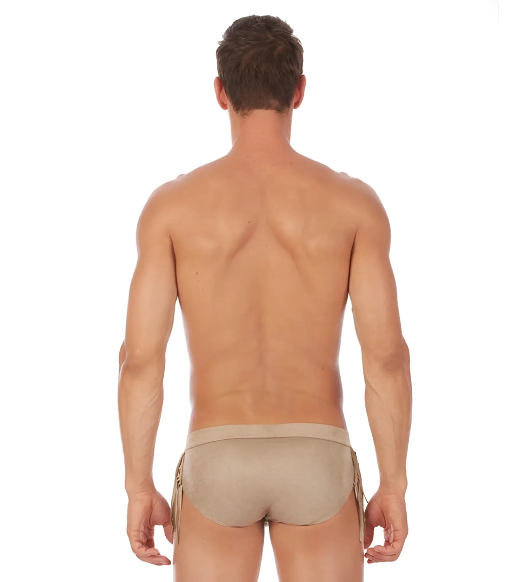 Beige form-fitting gregg homme cowboy brief underwear with side ties in size l for comfortable wear