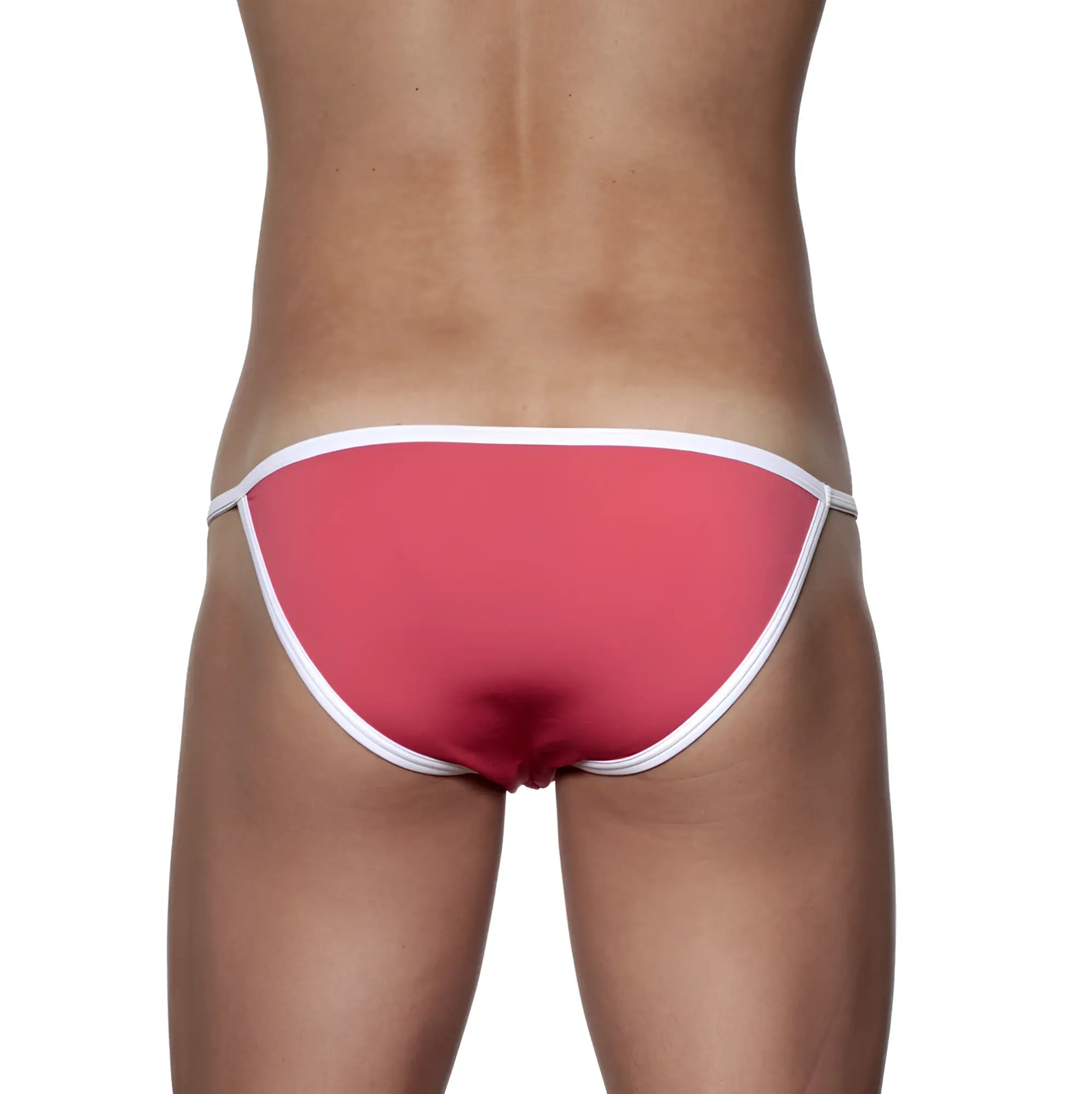 Pink swim trunks with white trim from groovin accent string bikini rouge red st0415 for casual beachwear