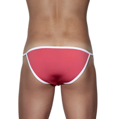 Pink swim trunks with white trim from groovin accent string bikini rouge red st0415 for casual beachwear