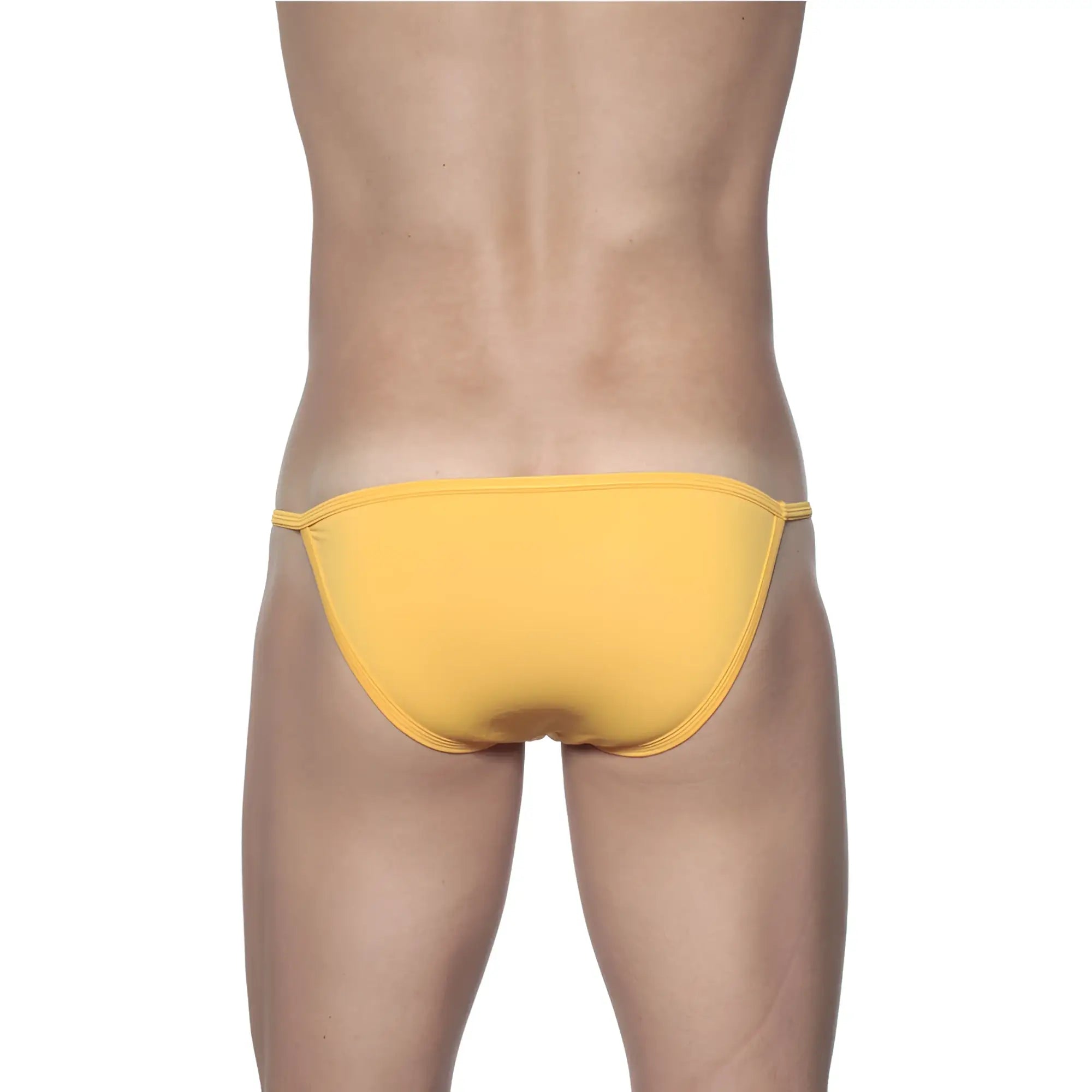 Yellow thong briefs groovin string bikini st0104 front view made of soft golden yellow fabric for comfortable wear