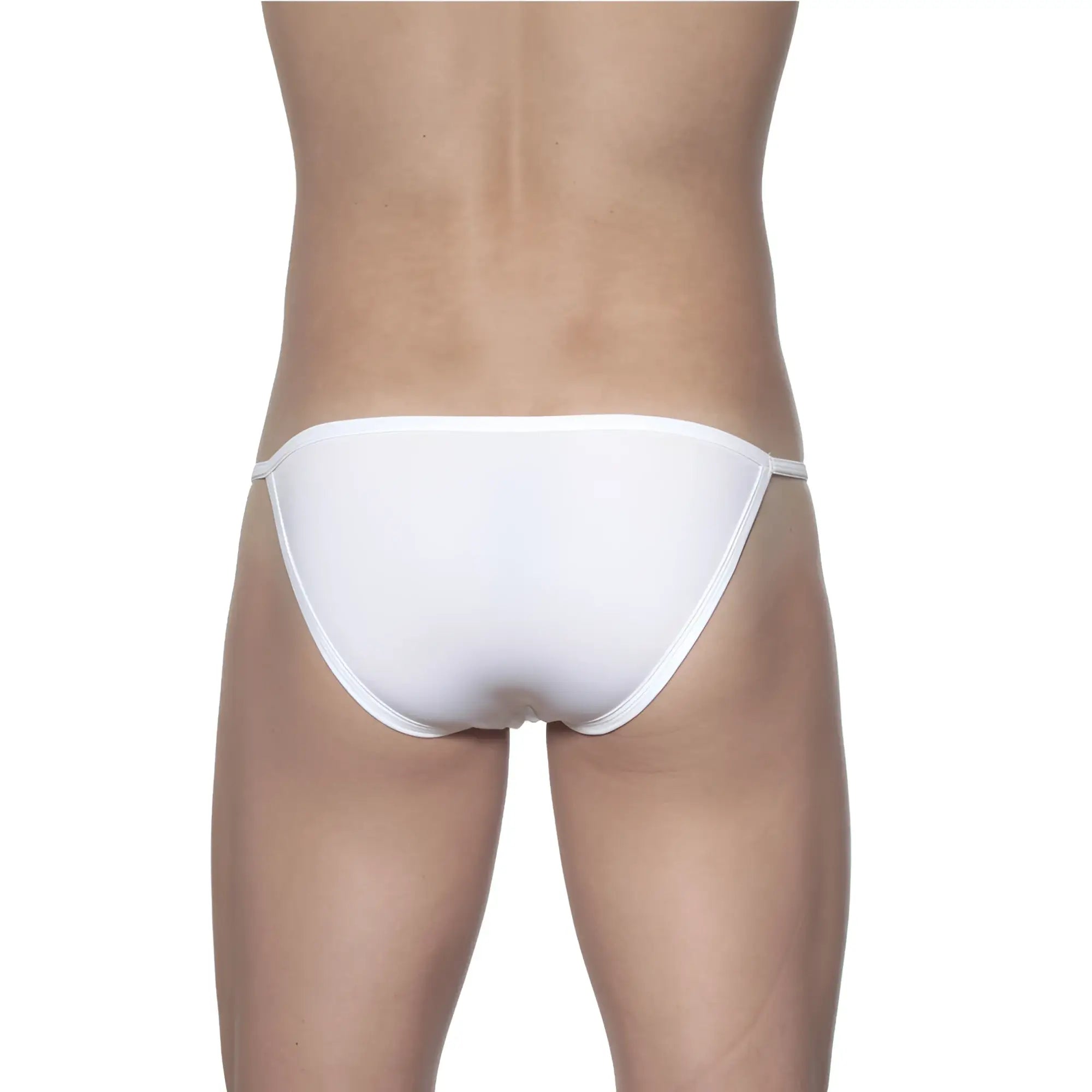 White minimalist groovin string bikini thong st0101 made of smooth fabric with sleek design shown from the back side