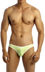 Groovin’ underwear accent v-cut bikini briefs in light green with white trim and a form-fitting design