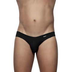 Black groovin underwear athletic v cut bikini brief with slim fit and offwhite logo embroidered on waistband
