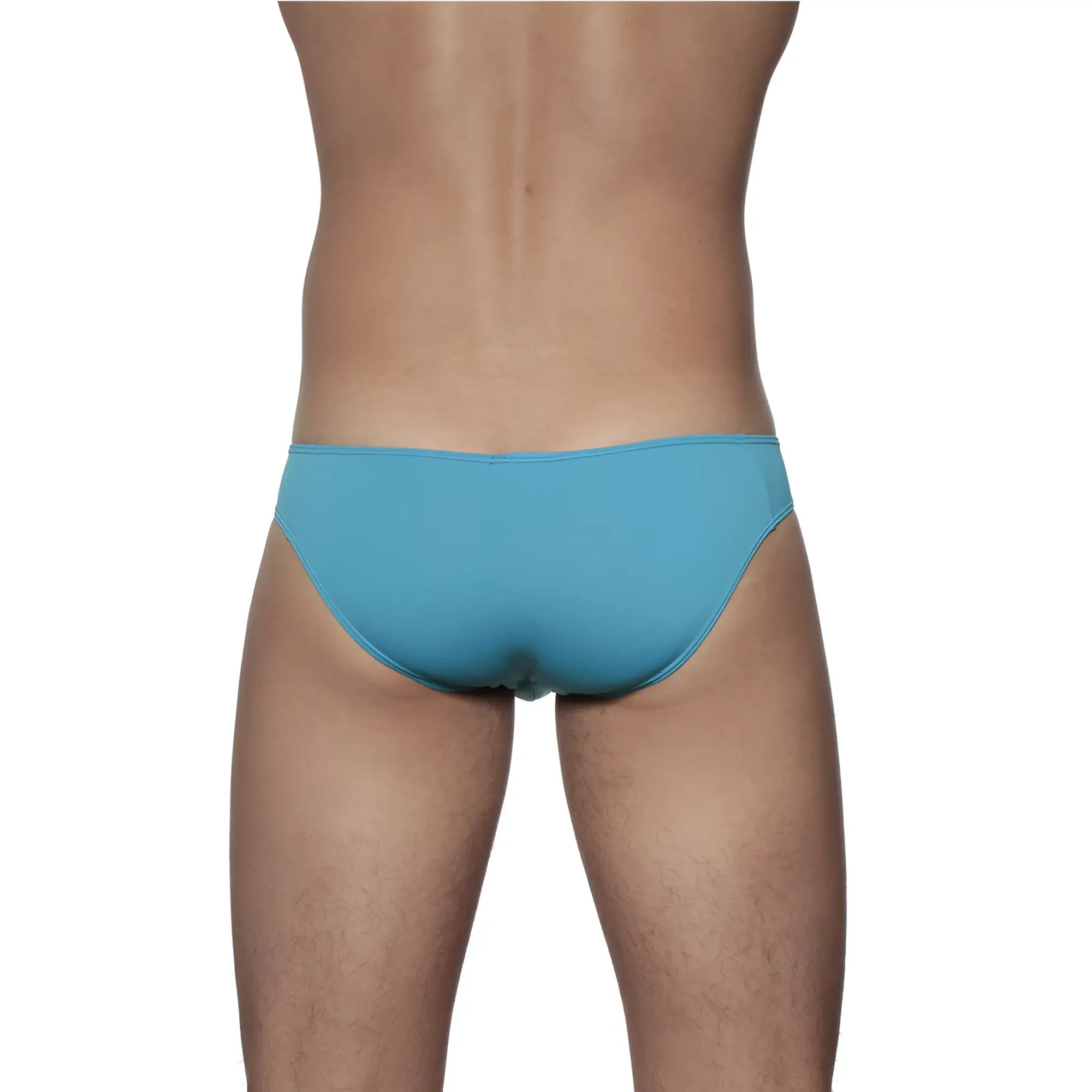 A sleek cyan blue groovin underwear athletic v-cut bikini brief with a smooth, form-fitting design