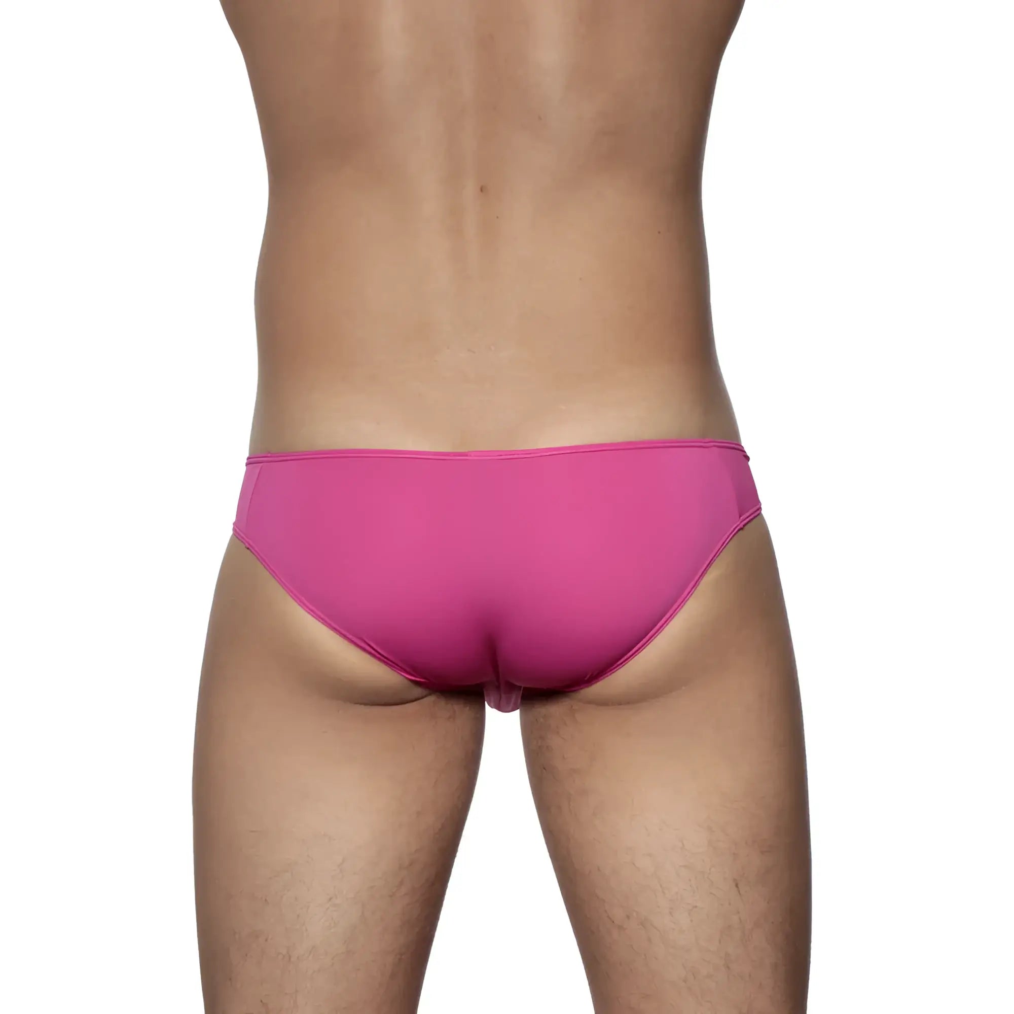 Bright pink groovin underwear athletic v-cut bikini brief with smooth form-fitting design for active wear
