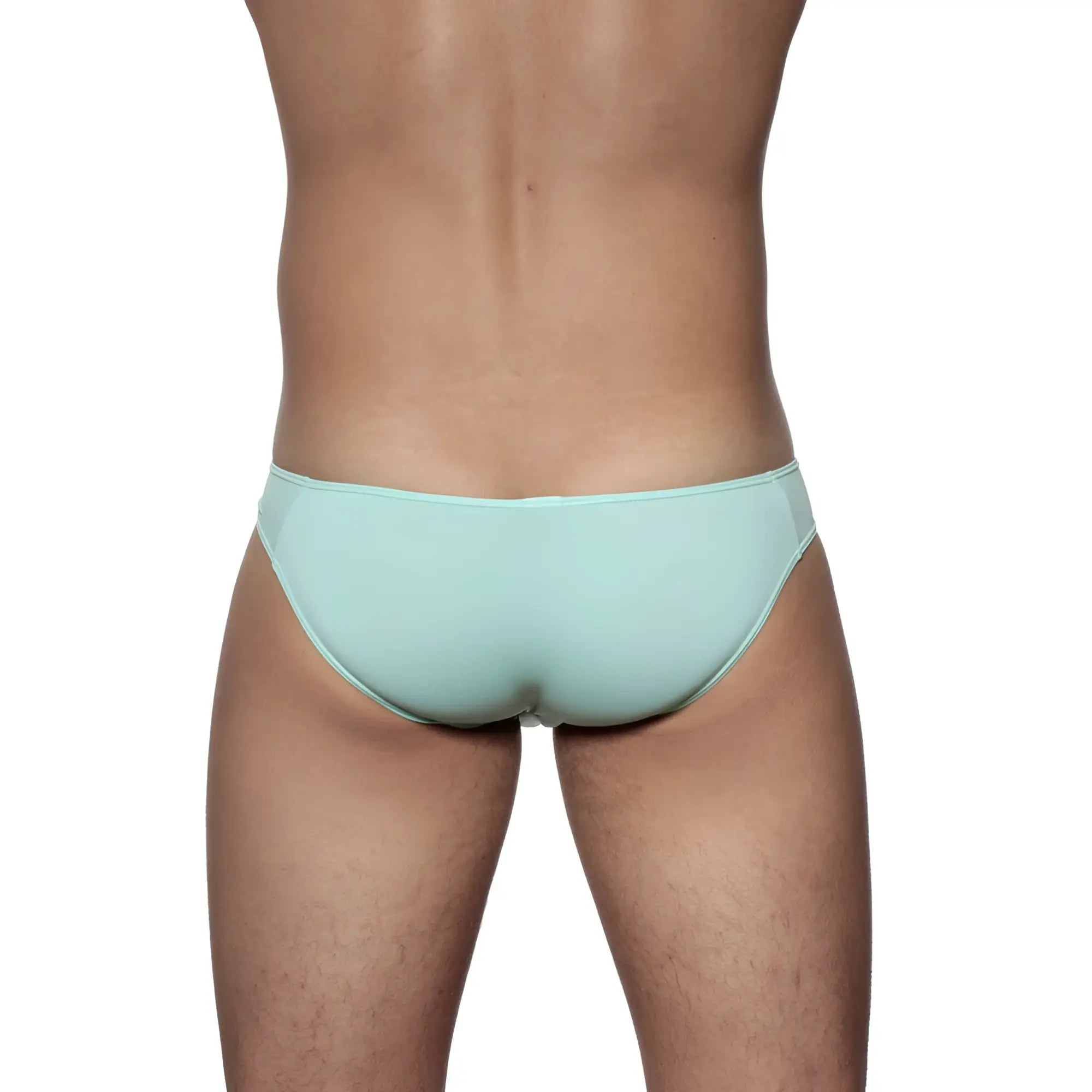 Light blue seamless groovin underwear athletic v-cut bikini brief in mint green for comfortable activewear use