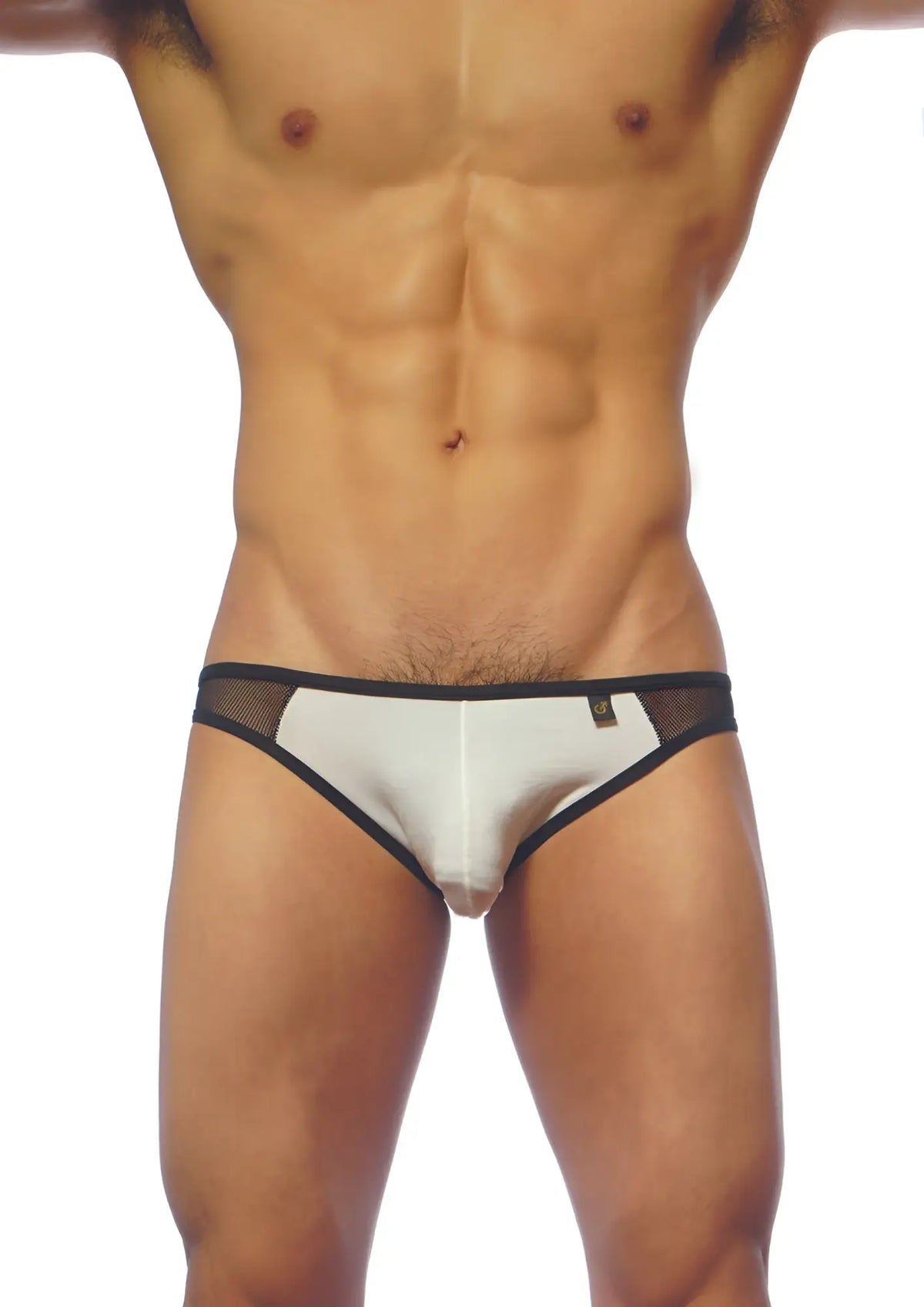White groovin underwear athletic v cut mesh briefs with sleek form fitting design and mesh trim