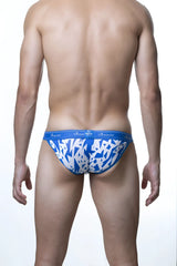 Blue and white groovin underwear geometric tanga bikini briefs with bold geometric pattern for stylish comfort