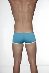 Turquoise groovin underwear super extra low cut boxer briefs with white trim for comfortable everyday wear