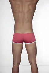 Groovin underwear super extra low cut boxer in rouge red with white trim pink briefs designed for comfortable fit