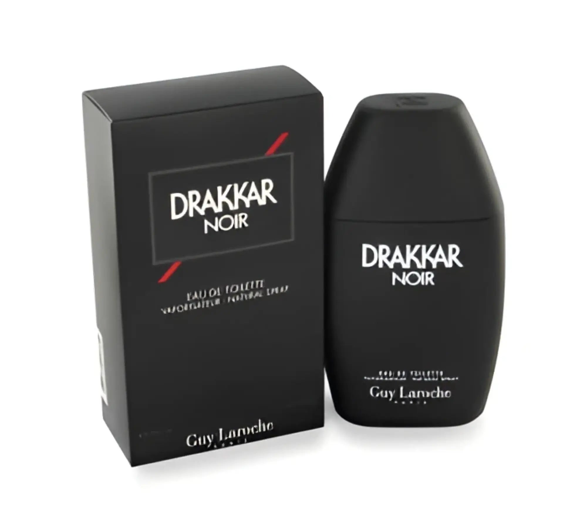 Black matte-finish bottle of Guy Laroche Drakkar Noir eau de toilette spray 1 oz men’s fragrance
