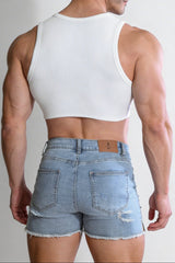 JJ Malibu Men's Wrapped Up Ribbed Crop Tank - White