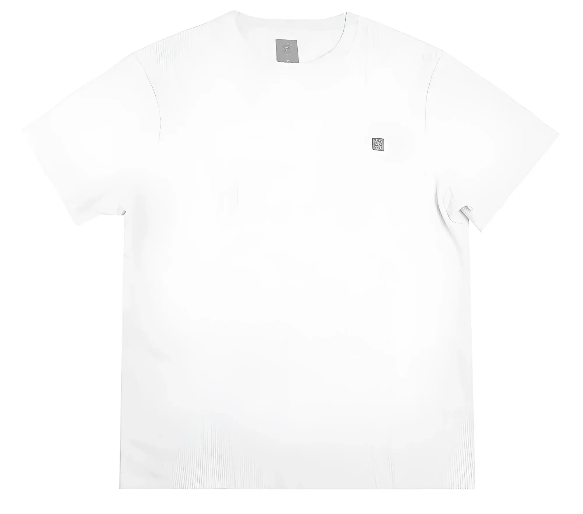 White HARD LUCK waffle weave tee short-sleeved t-shirt with subtle gray square logos on collar and chest