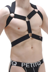 Black harness ancol with adjustable straps and silver-toned metal rings for secure and comfortable wear