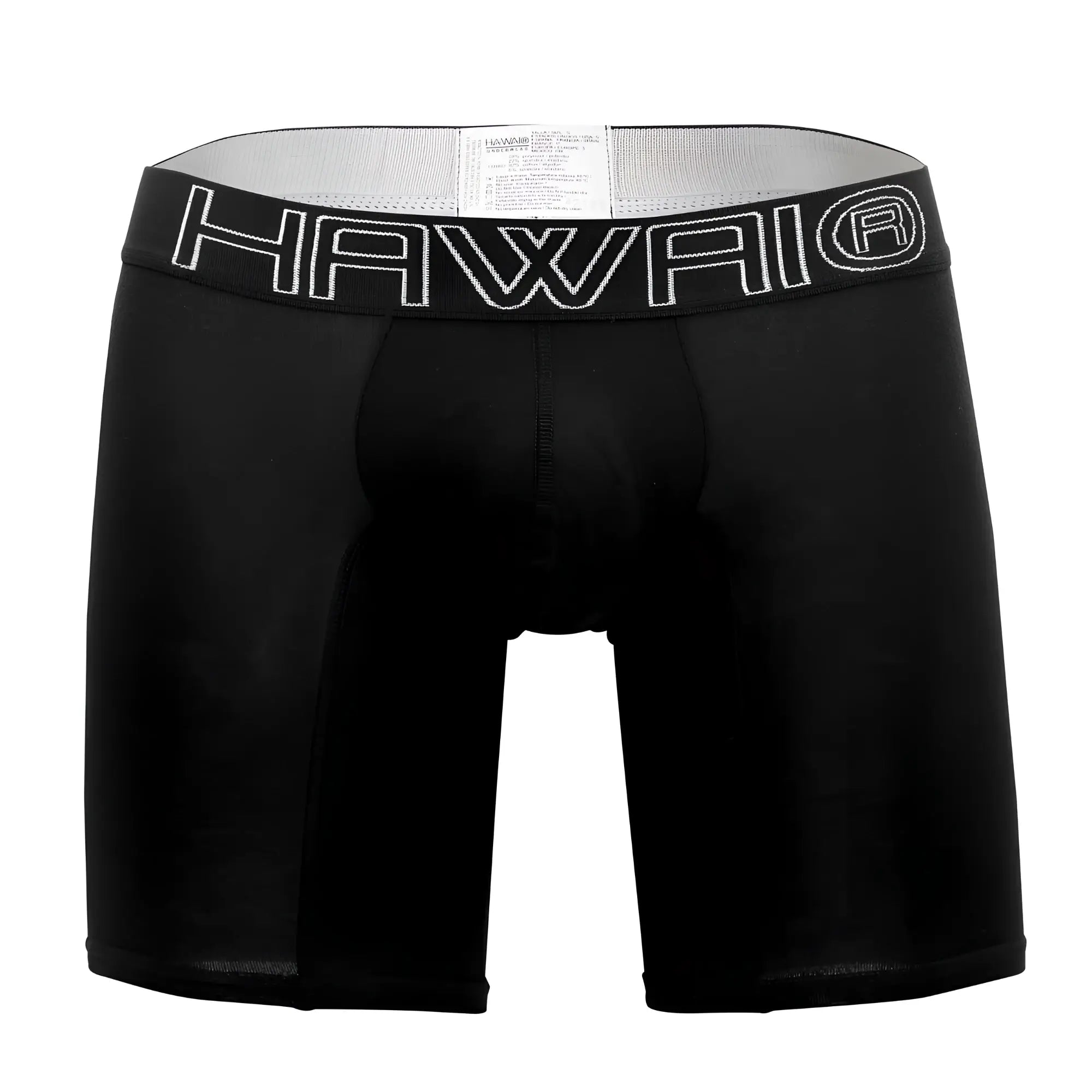 Black hawaii solid athletic boxer briefs in black with contrasting white stitched logo on the waistband