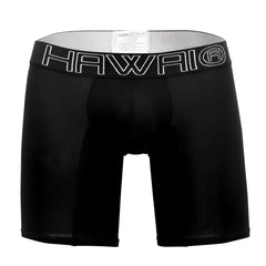 Black hawaii solid athletic boxer briefs in black with contrasting white stitched logo on the waistband