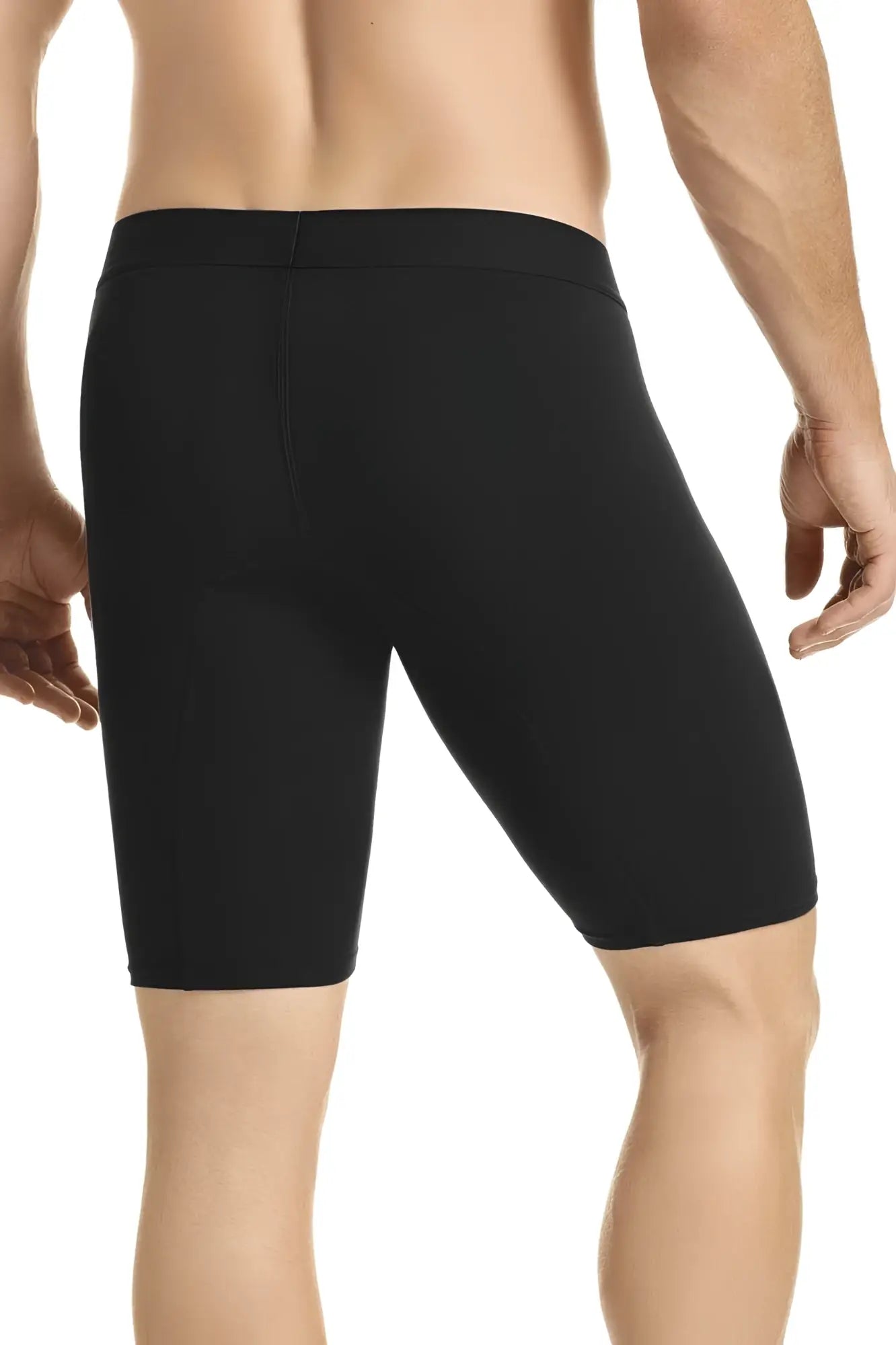 Black hawai 41903 solid athletic boxer briefs with smooth stretchy fabric and elastic waistband shown from front