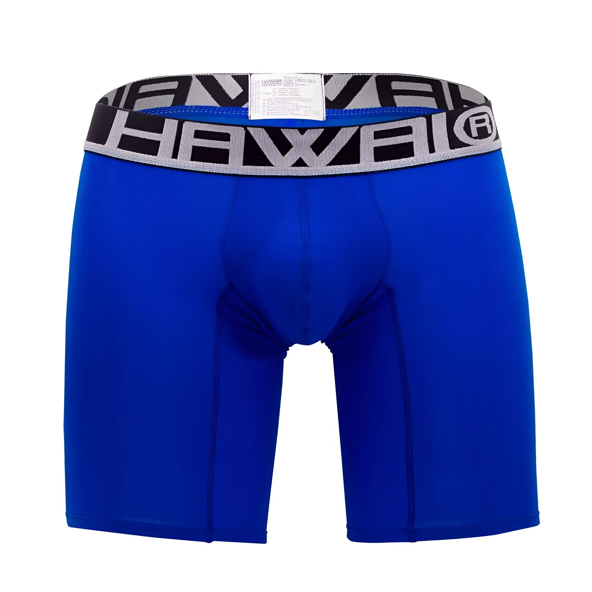 Bright blue hewel hawai 41903 solid athletic boxer briefs with black gray patterned waistband for men