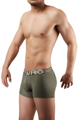 Olive green hawaian 41948 boxer briefs with white awai logo and striped waistband in military green color
