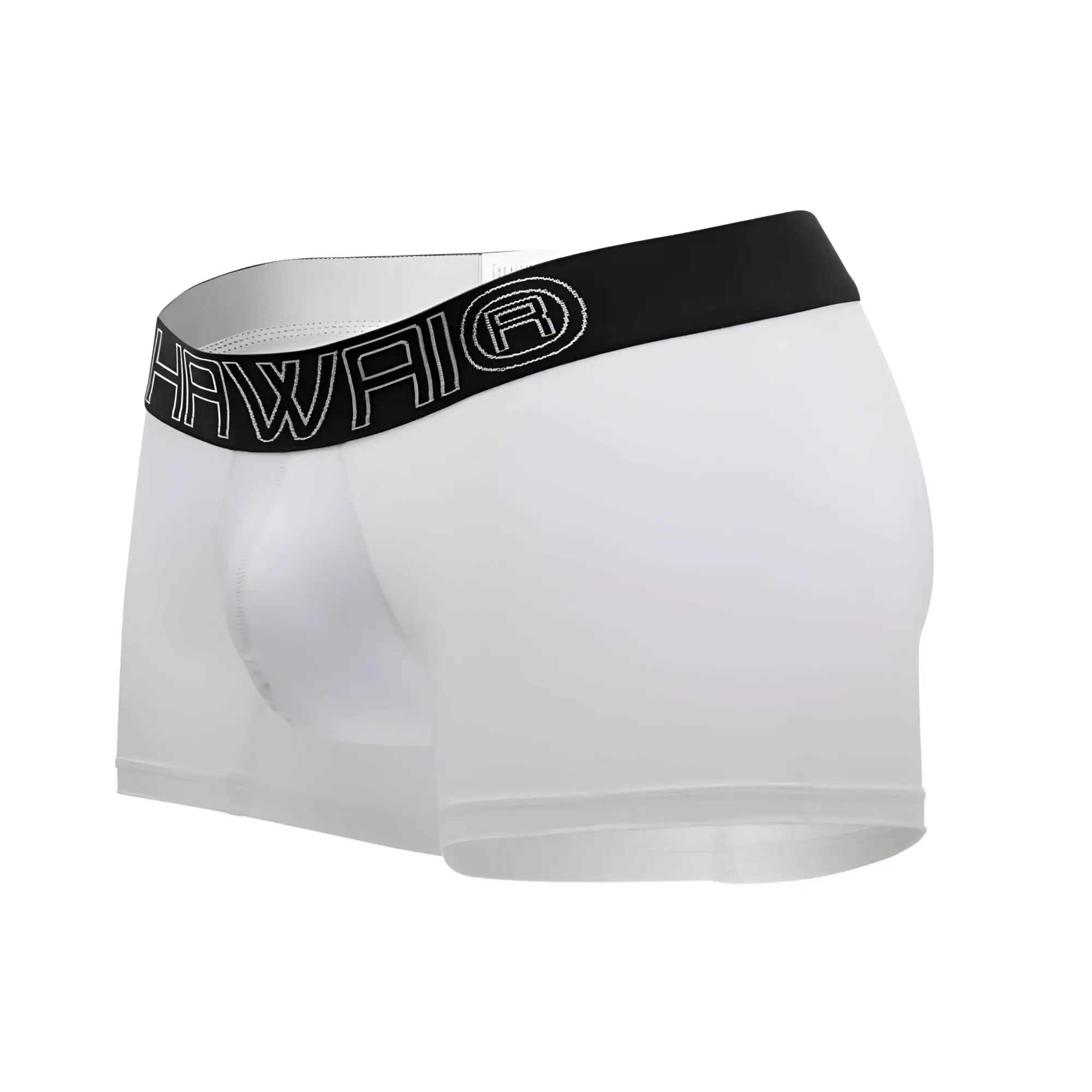 White men’s briefs with black elastic waistband featuring hawaii logo in white from HAWAI 41948 boxer briefs white collection
