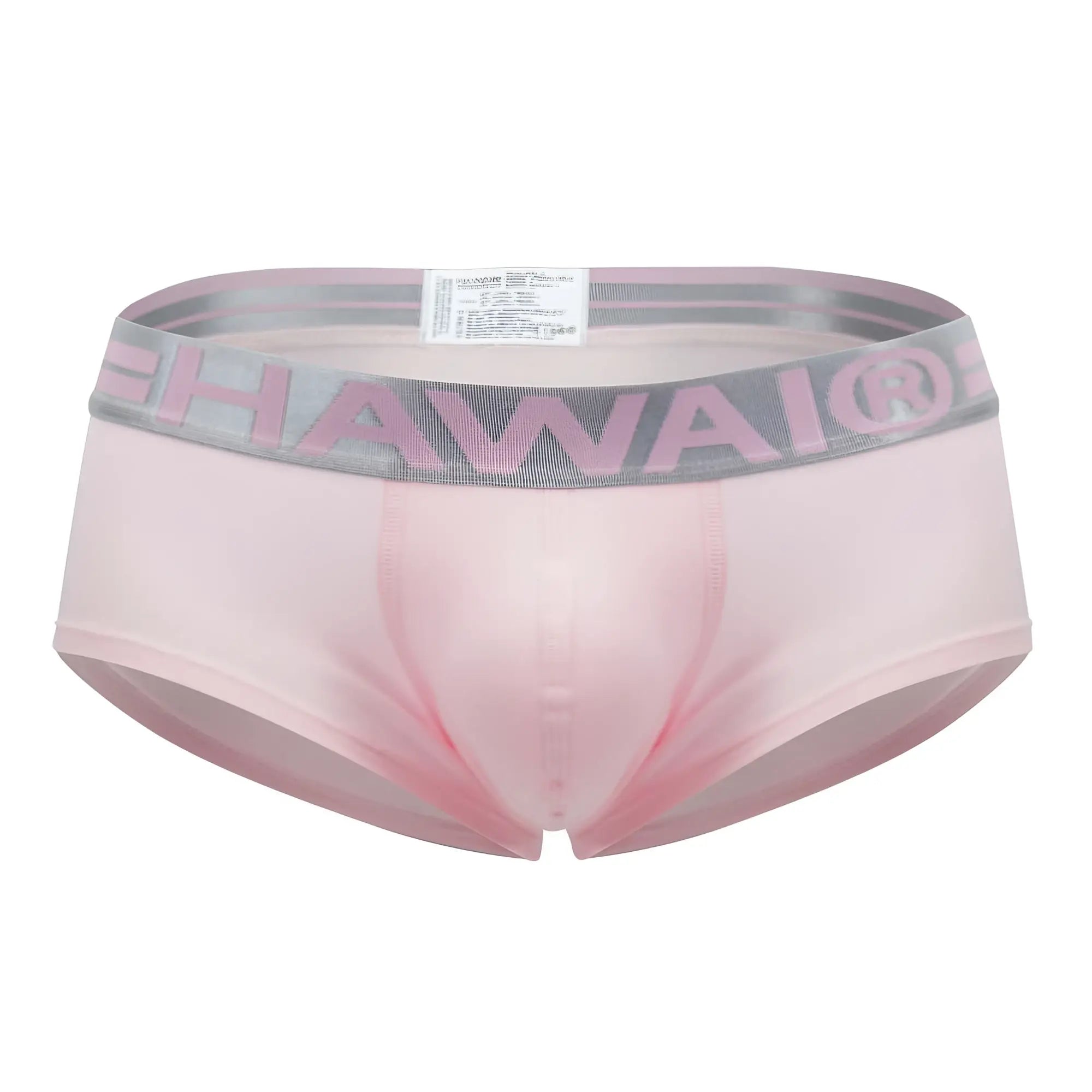 Pink hawai brand cotton briefs in pink with a gray elastic waistband featuring the pink logo lettering