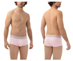 Pink cotton men’s briefs with gray elastic waistband featuring hawaii brand name for comfortable wear