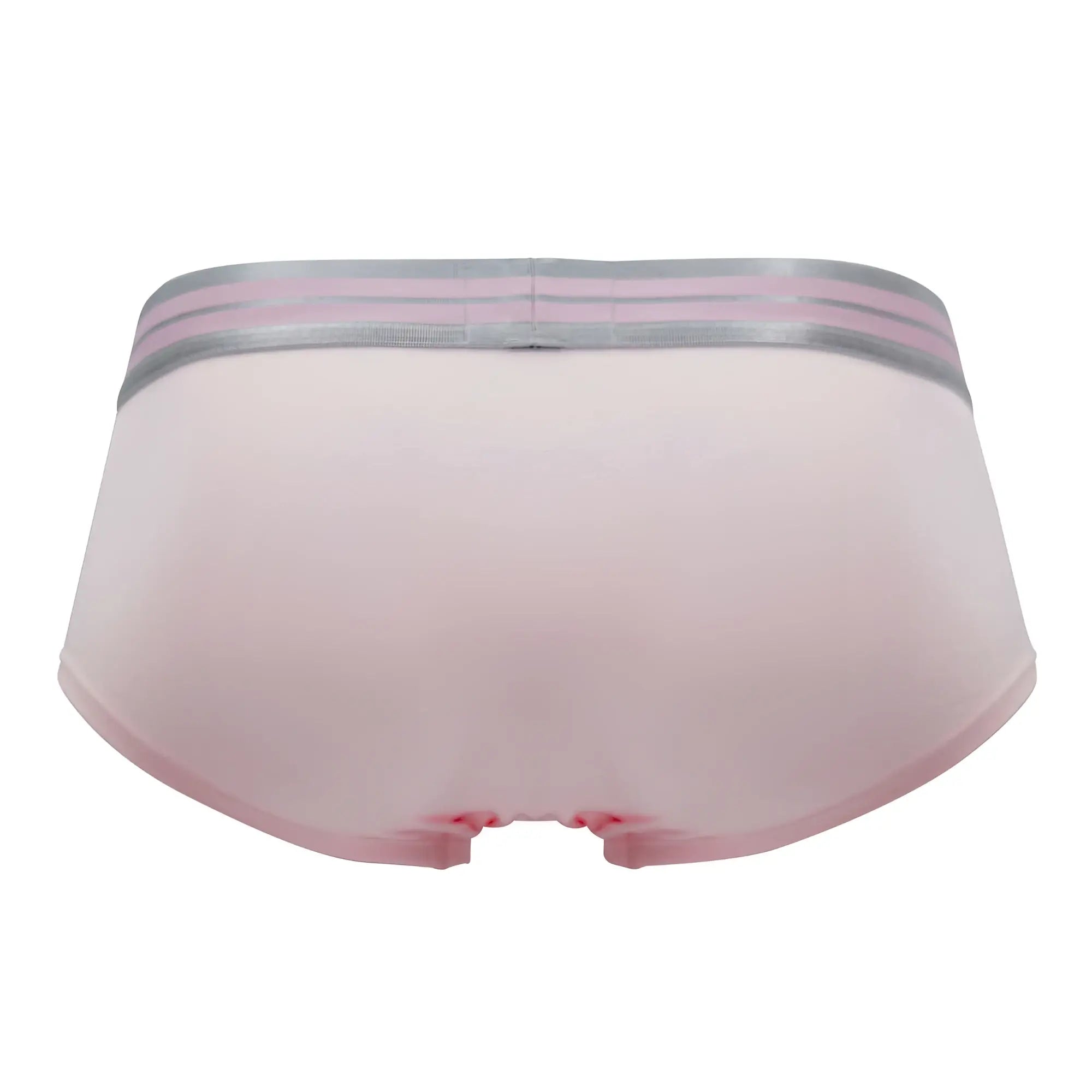 Pink cotton briefs with a silver and light pink striped waistband from hawai 41960 cotton trunks collection
