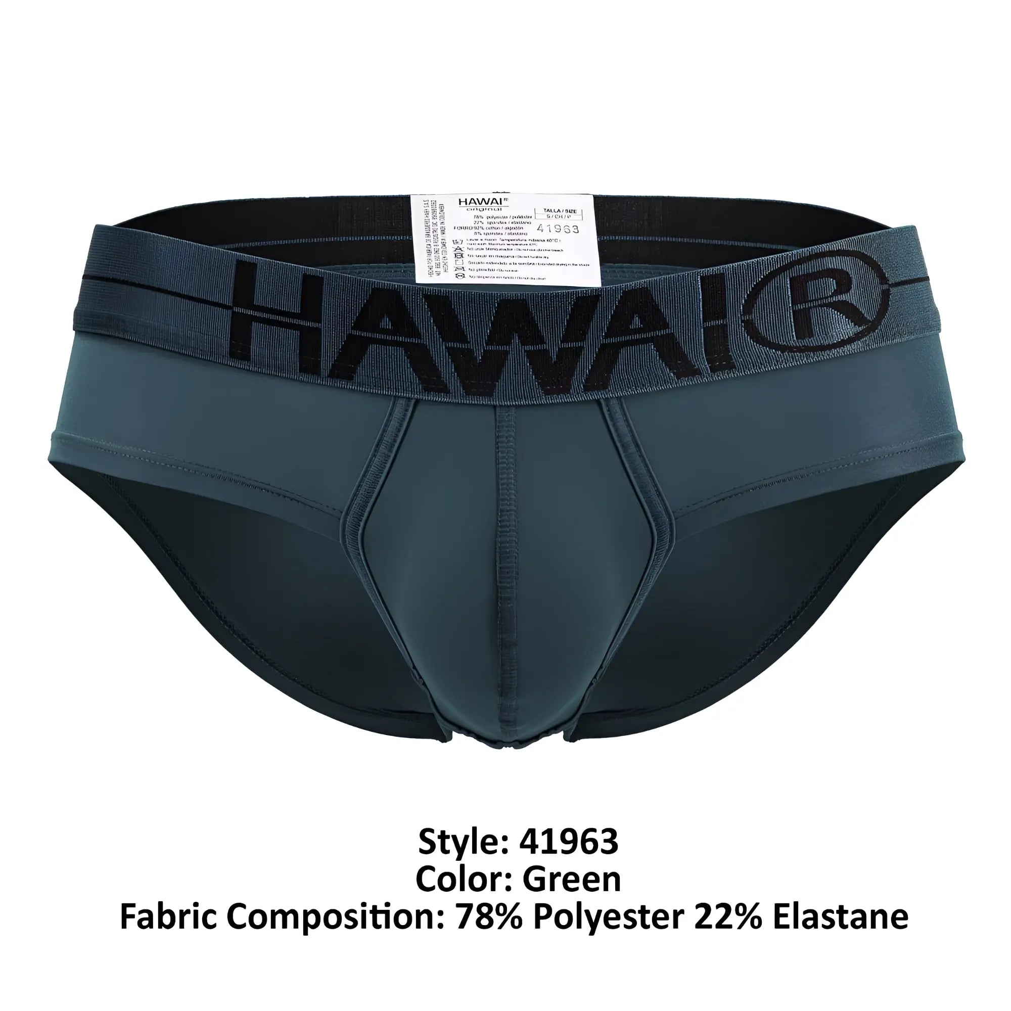 Dark green hawai 41963 microfiber briefs made of 78% polyester and 22% elastane showing the front side