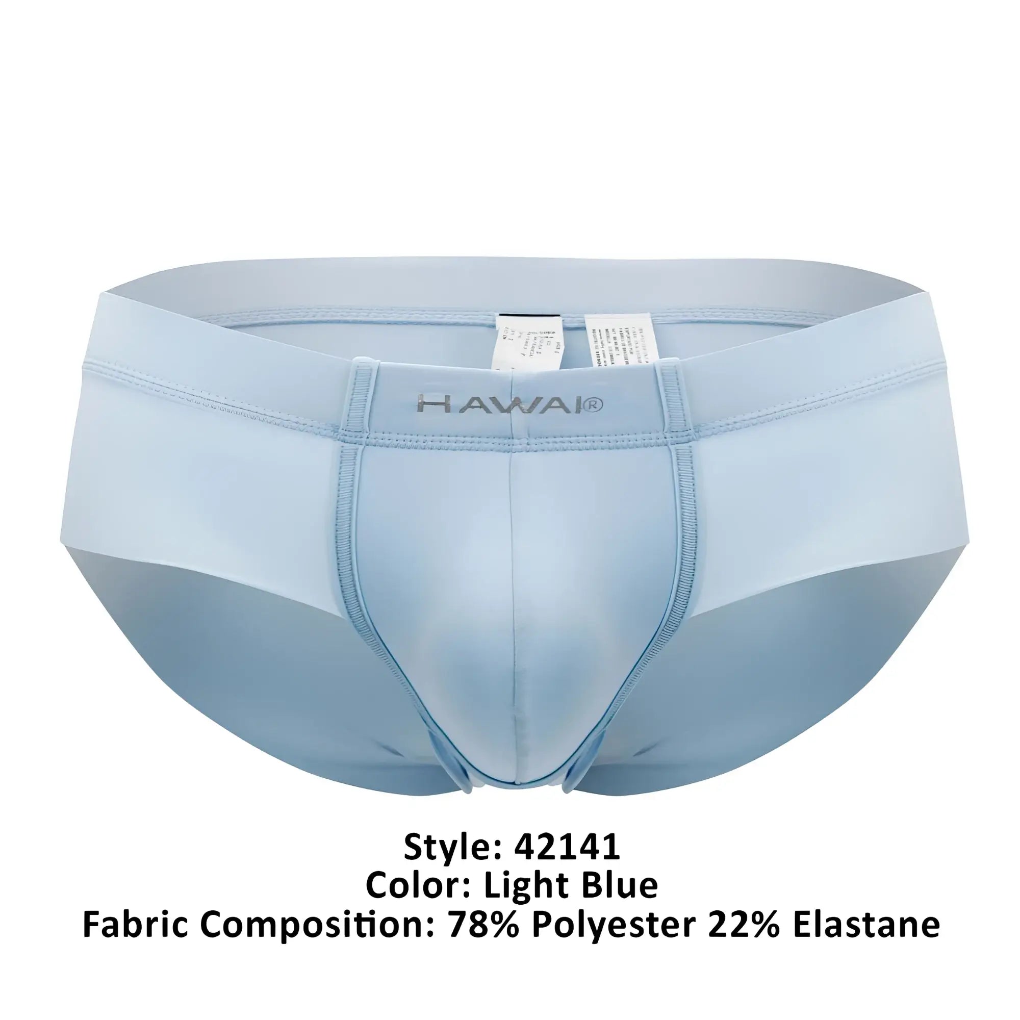 Light blue hawai 42141 microfiber men’s briefs made of 78% polyester and 22% elastane for comfort and fit