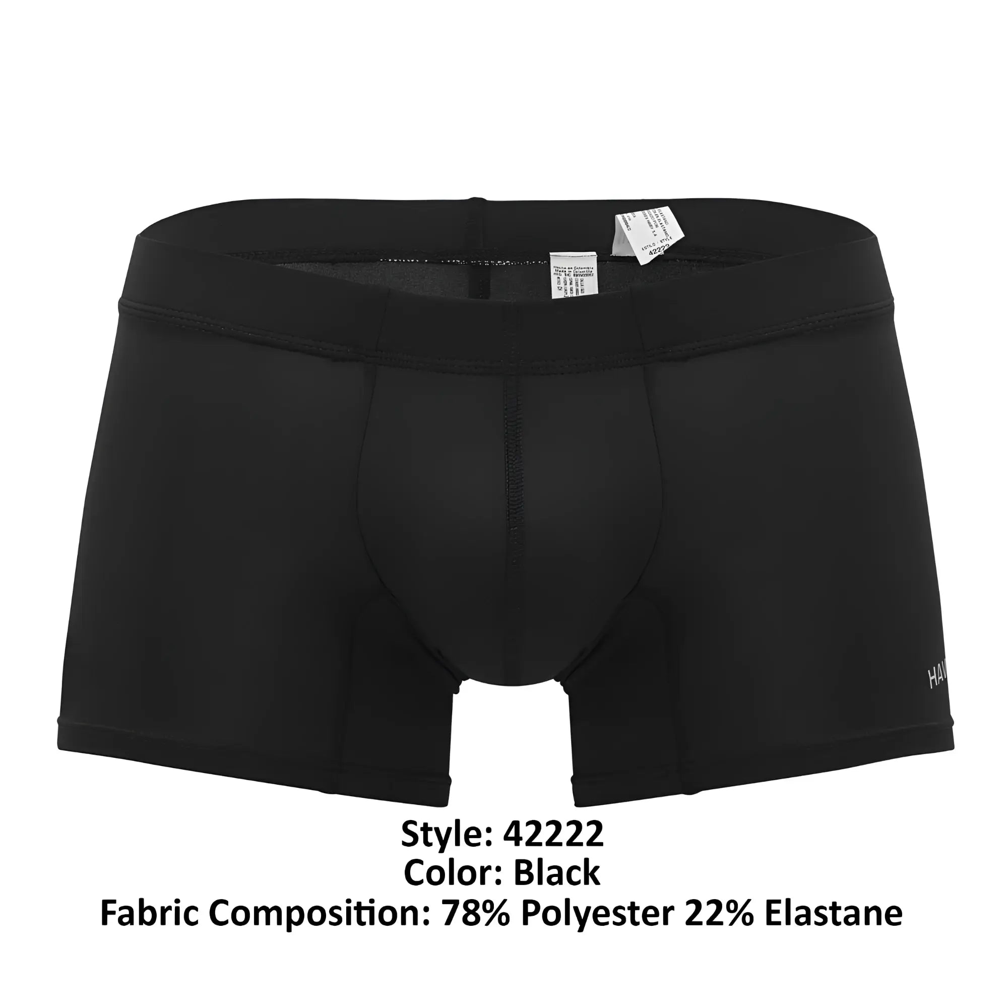 Black hawai 42222 microfiber trunks in polyester and elastane with snug fit and elastic waistband