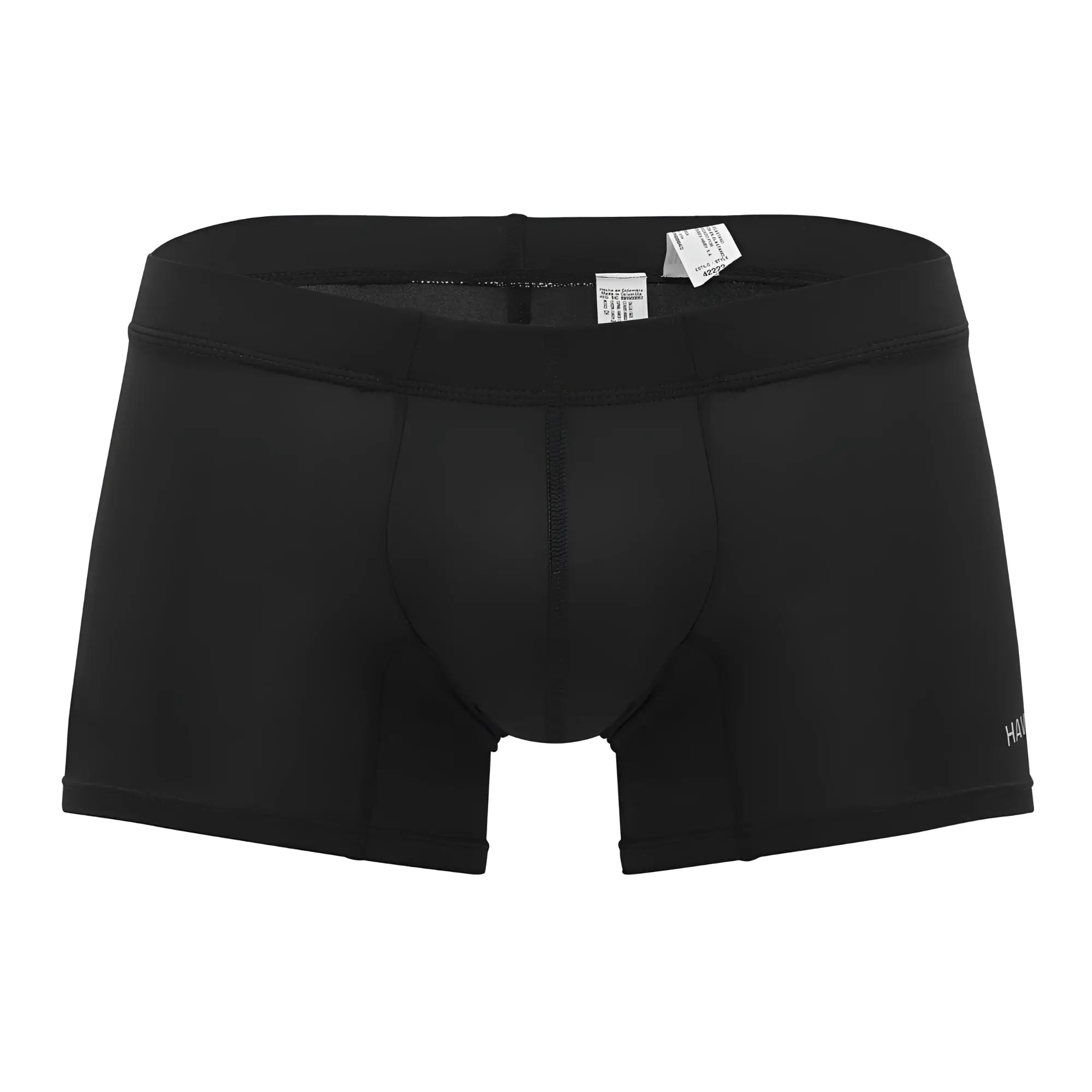 Black hawai 42222 microfiber trunks with smooth, form-fitting fabric and subtle branding on the leg in black color