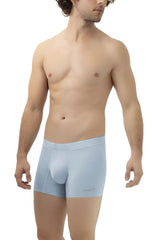 Light blue microfiber hawai 42222 men’s boxer briefs with smooth form-fitting design and subtle waistband logo