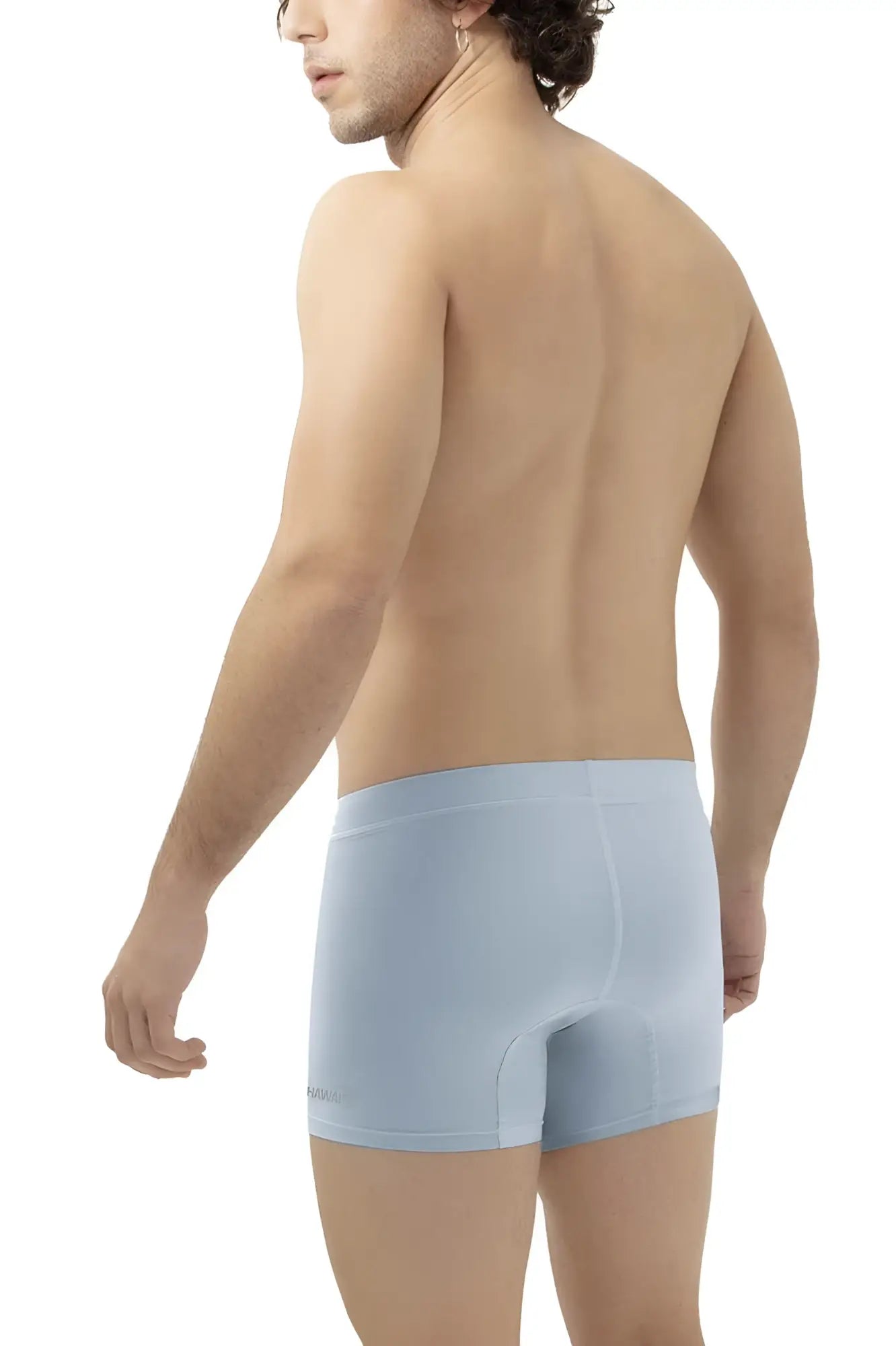 Light blue hawaI 42222 microfiber trunks showing the back with smooth texture and subtle seam detail
