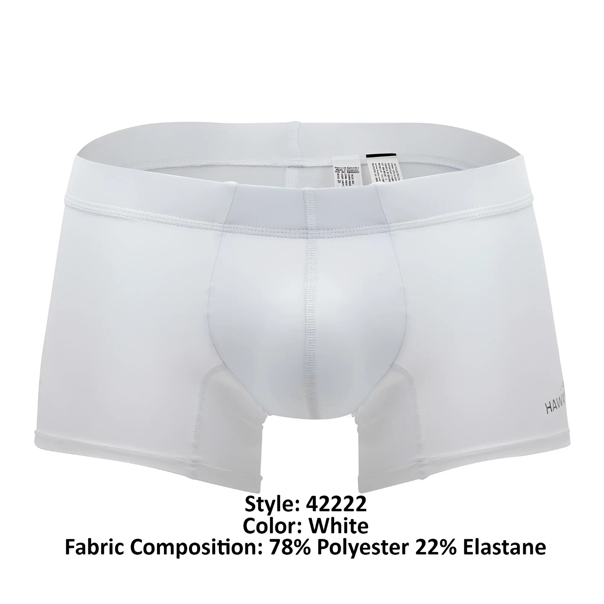 White mens boxer briefs hawai 42222 in white microfiber with 78 polyester 22 elastane contoured design and reinforced seams
