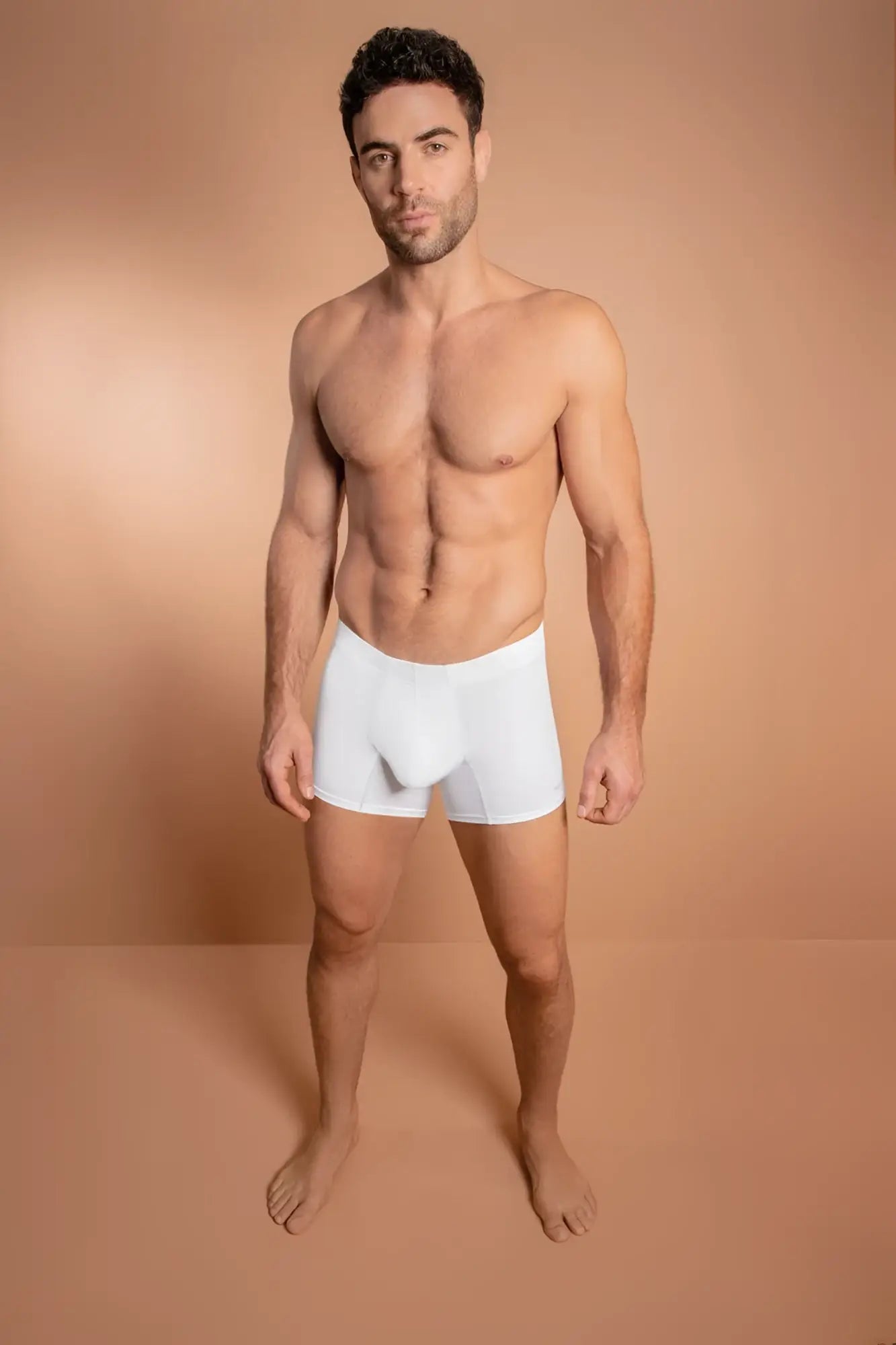 White microfiber HAWAI 42222 trunks with smooth form-fitting design and briefs style in white color