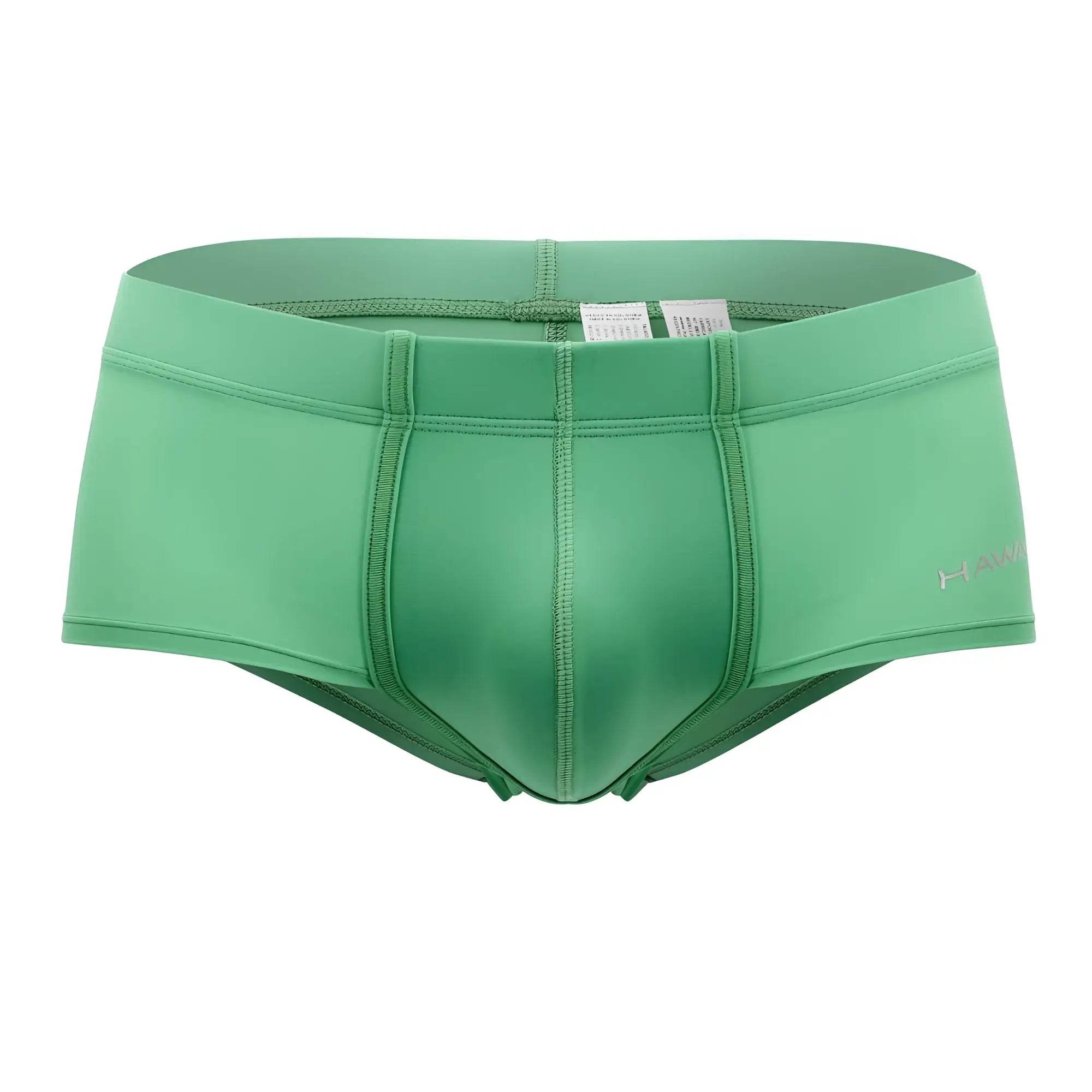 Green men’s HAWAI 42308 microfiber trunks with smooth, form-fitting fabric and subtle stitching details