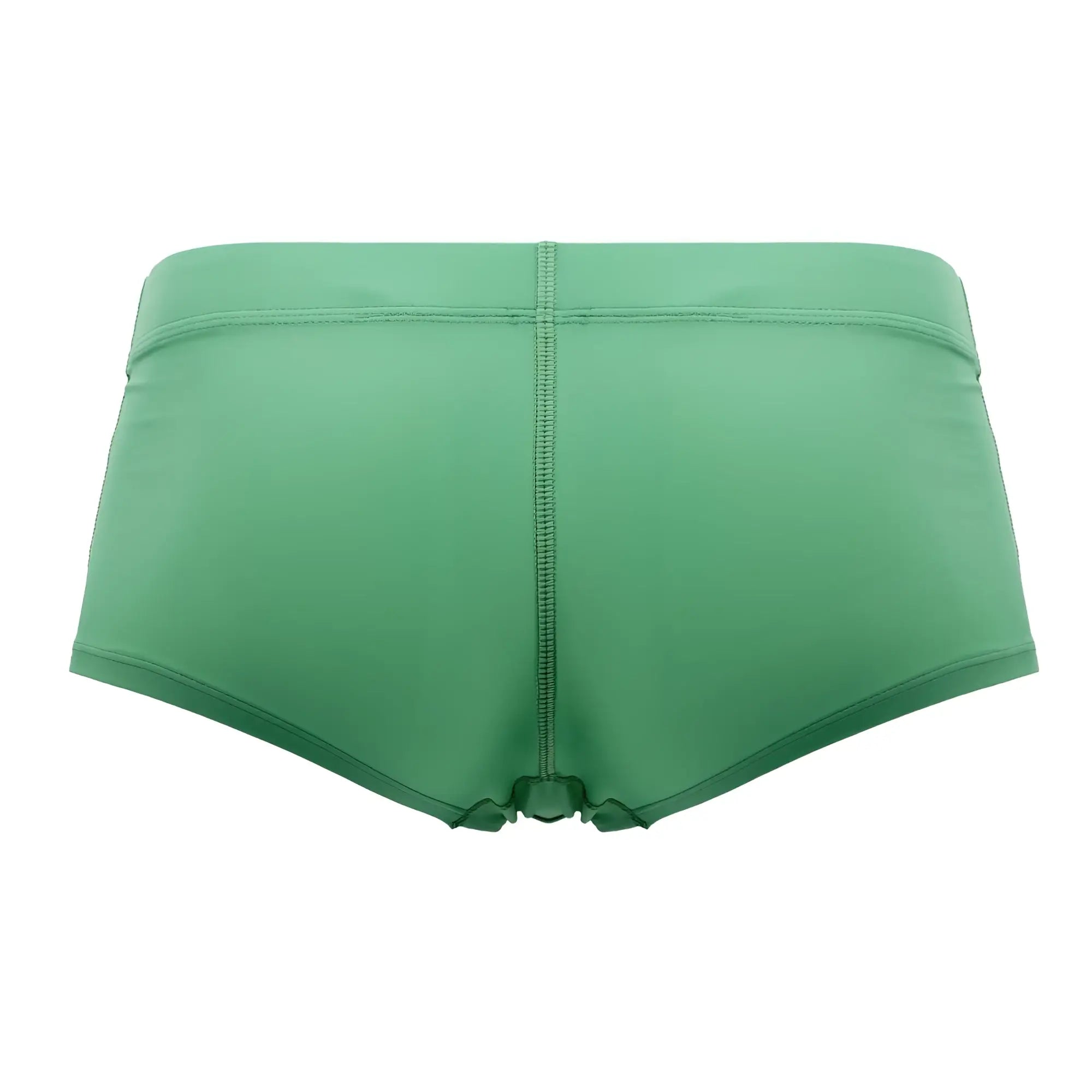 Back view of hawa 42308 microfiber trunks in solid green with smooth fabric and central seam detail