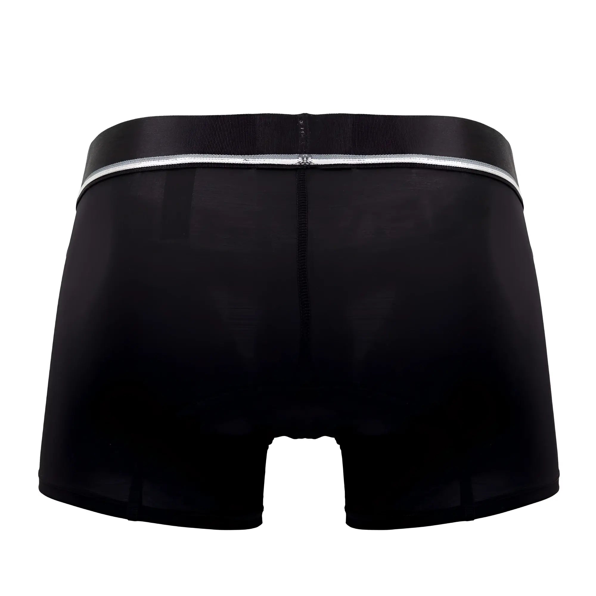 Black microfiber boxer briefs with silver zipper detail along waistband in color black hawai 42326 design