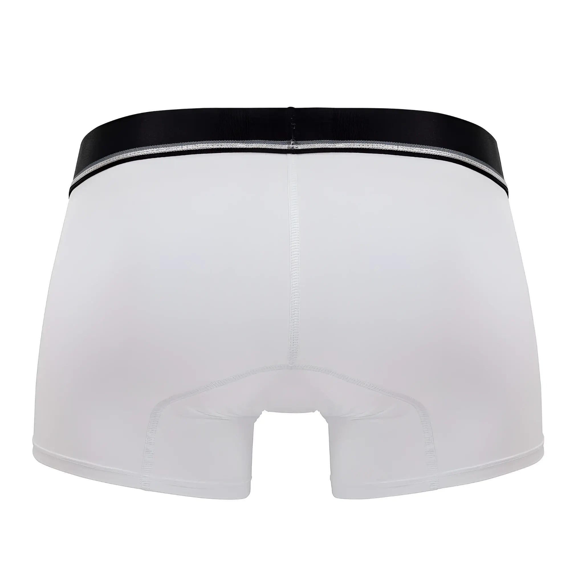 White HAWAI 42326 microfiber boxer briefs with black waistband and subtle silver stripe front view