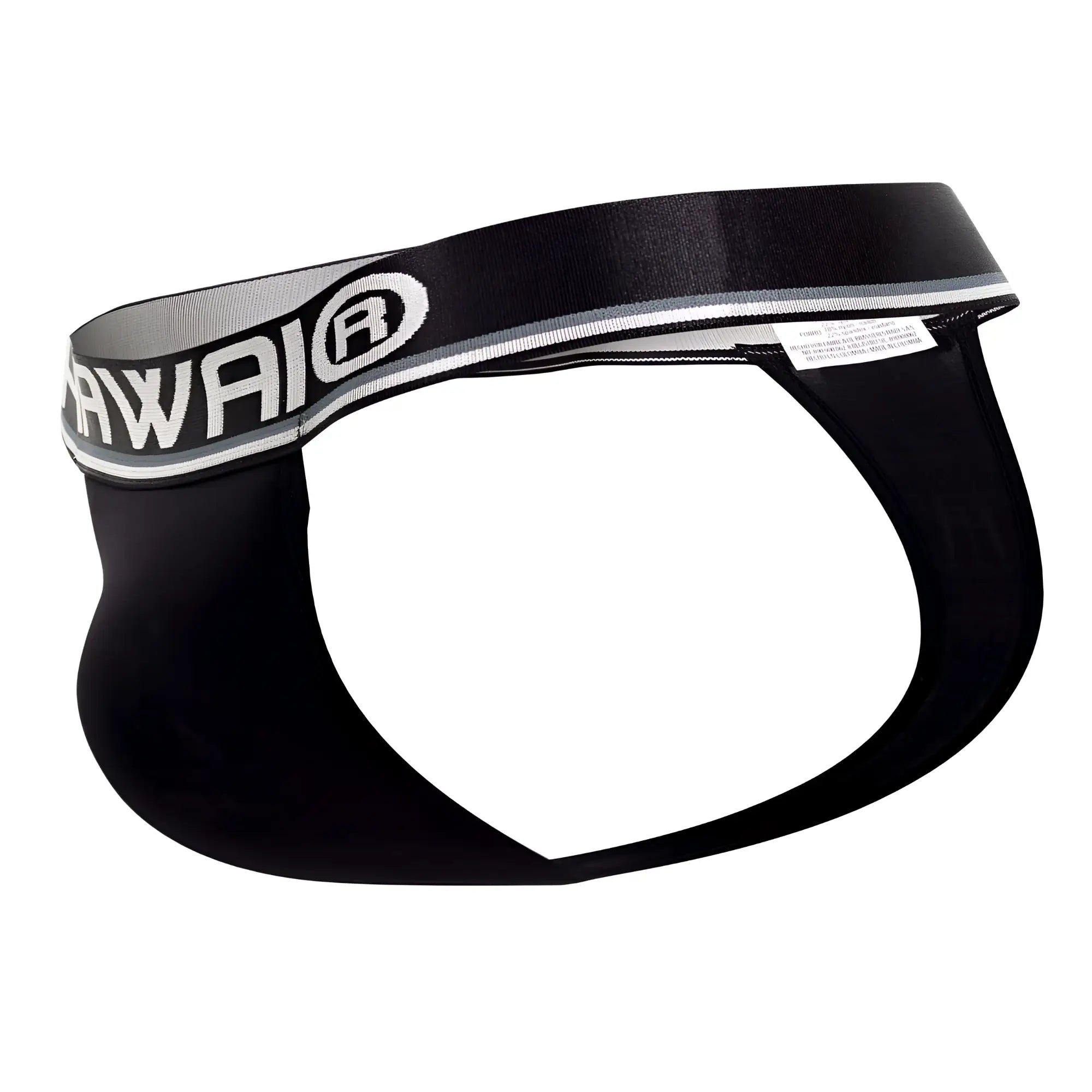Black hawaï microfiber briefs with gray and white logo band showing the back side in style 42338