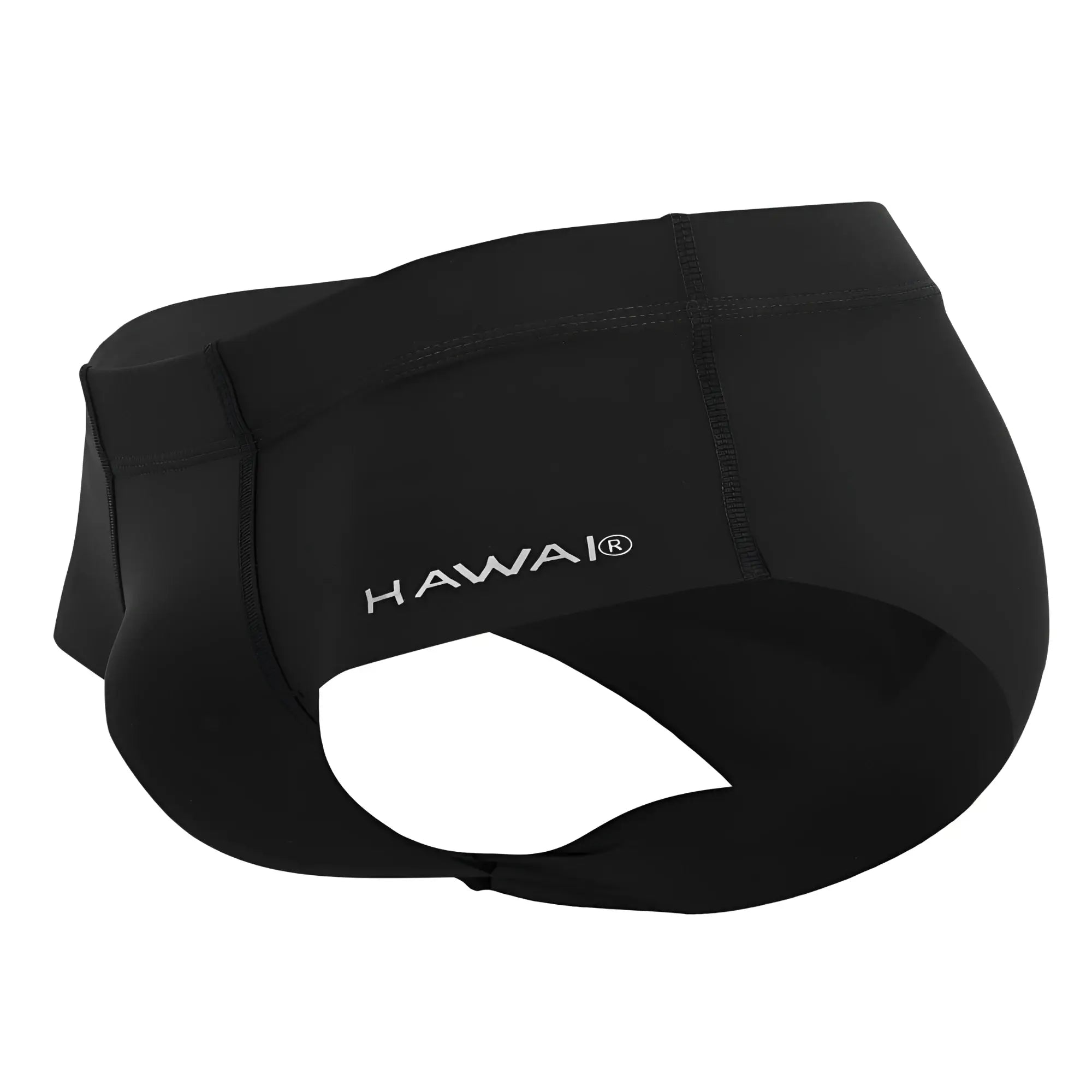 Black hawaii® microfiber swim trunks in black with a sleek form-fitting design and subtle white logo on the side
