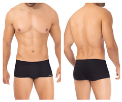 Black hawai 42344 microfiber trunks with smooth form fitting fabric and subtle waistband branding for men