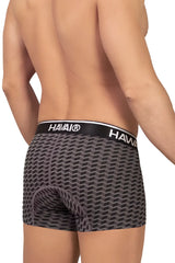 Gray havai printed trunks 42371 boxer briefs with black geometric pattern and padded crotch for comfortable wear
