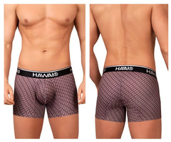 Hawai 42420 printed trunks men’s boxer briefs in muted purple textured fabric with black elastic waistband color cocoa