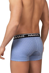 Light blue Hawai 42421 printed trunks boxer briefs with subtle geometric pattern and black waistband with brand name