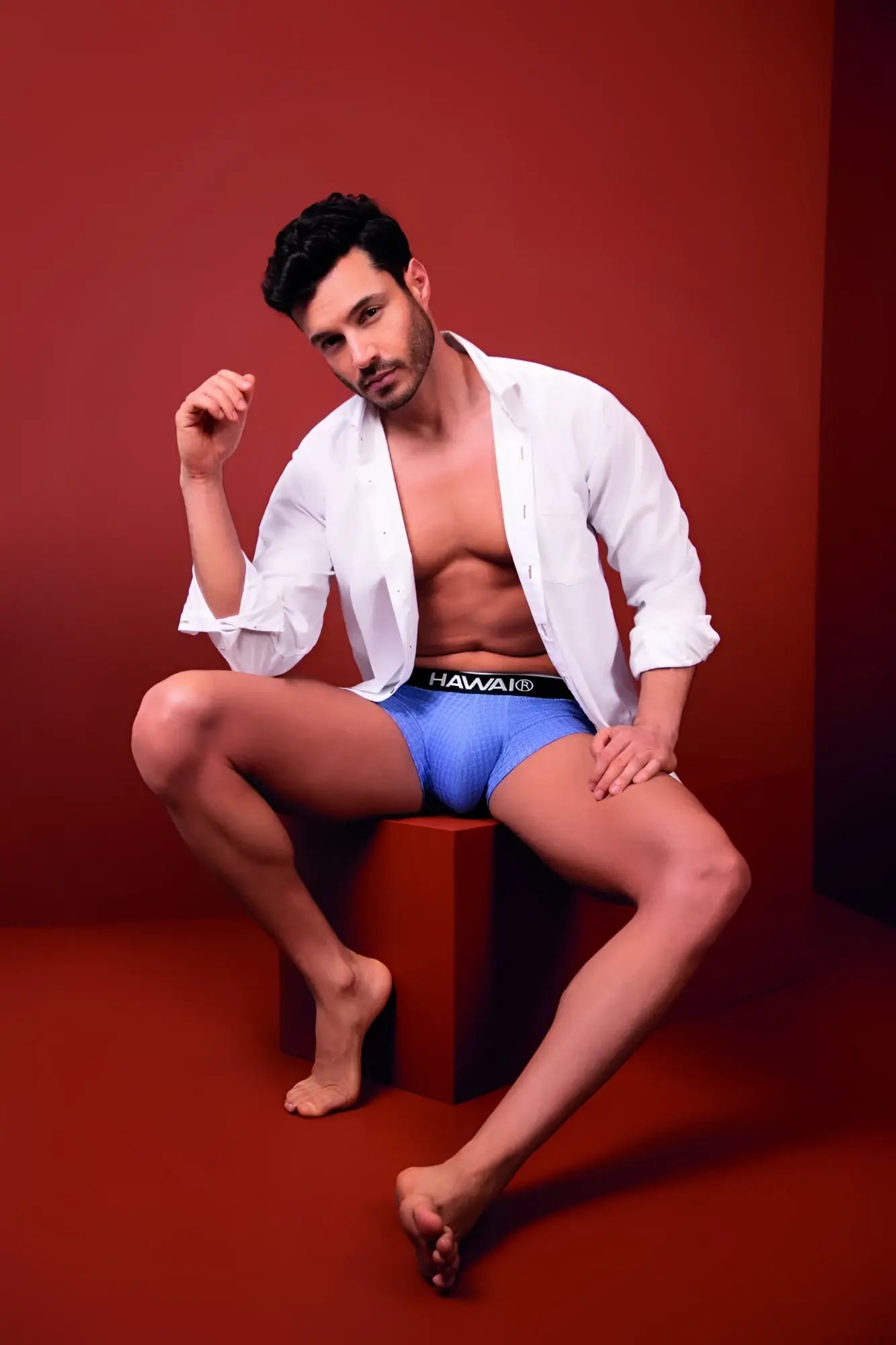 Blue Havaianas men’s printed briefs with black waistband featuring brand logo in the HAWAI 42431 style