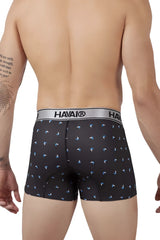 Black havaianas hawaI 42470 printed microfiber boxer briefs with blue sailboat pattern and silver logo waistband