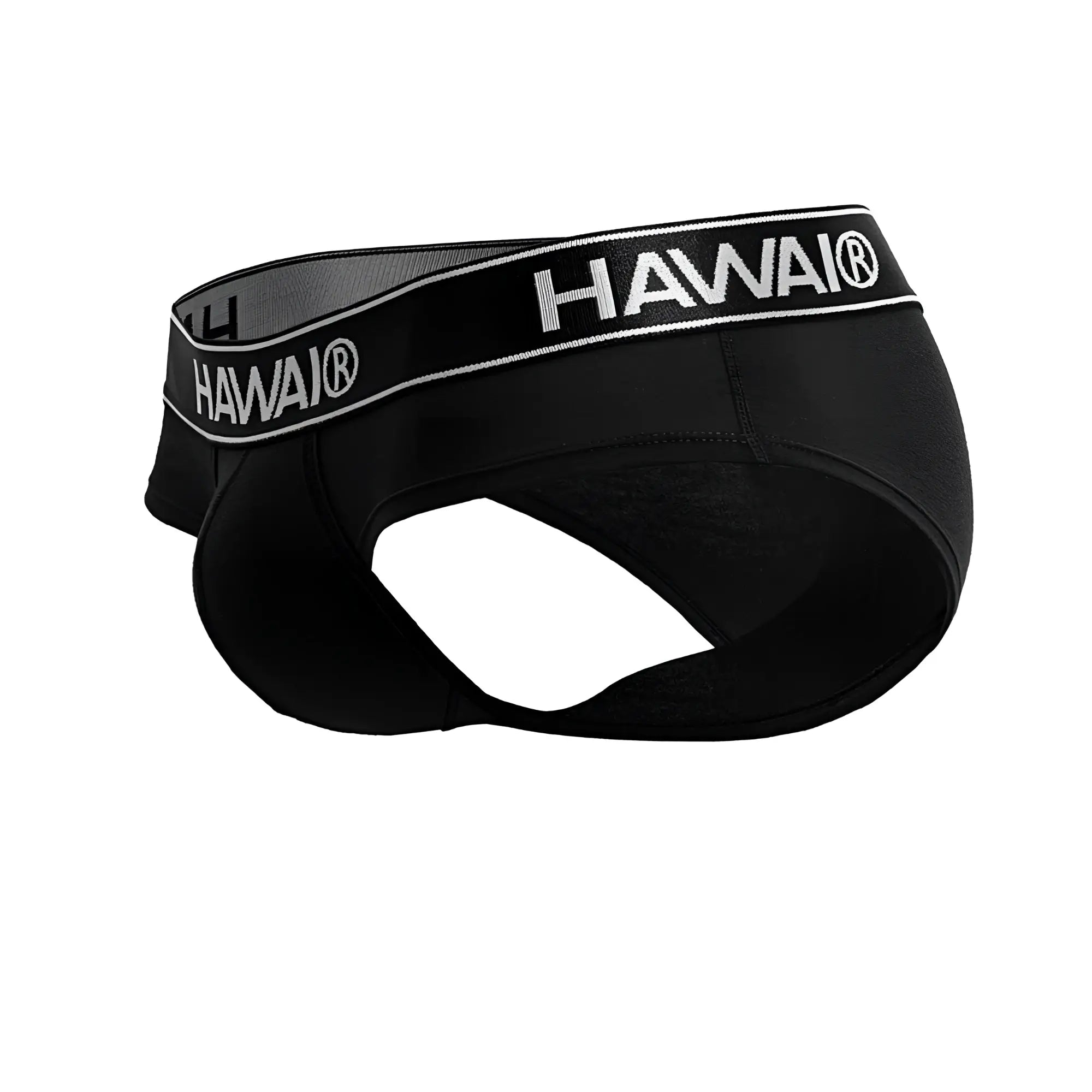 Black Hawai brand briefs in black cotton blend with a sleek form-fitting design and contrasting white logo trim