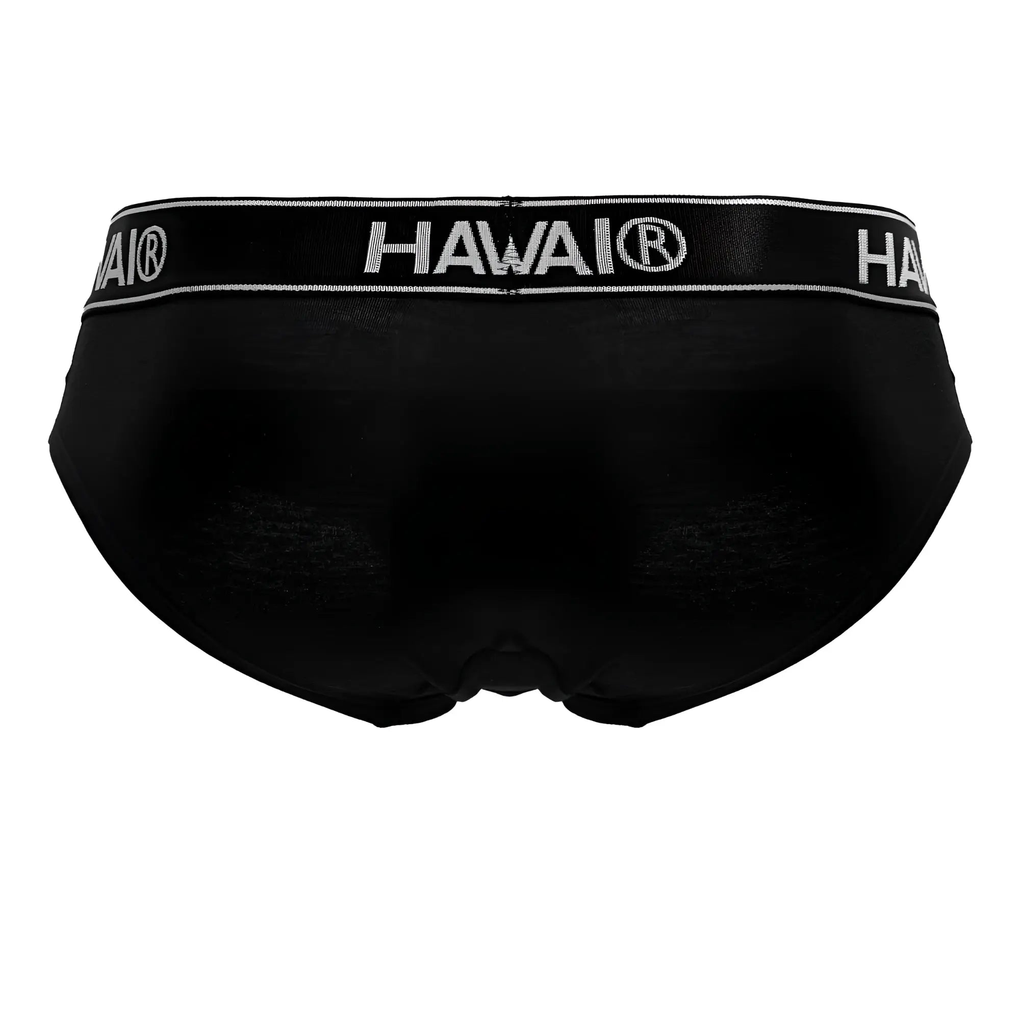 Black hawai cotton blend briefs in black with a contrasting white logo band visible on the front side