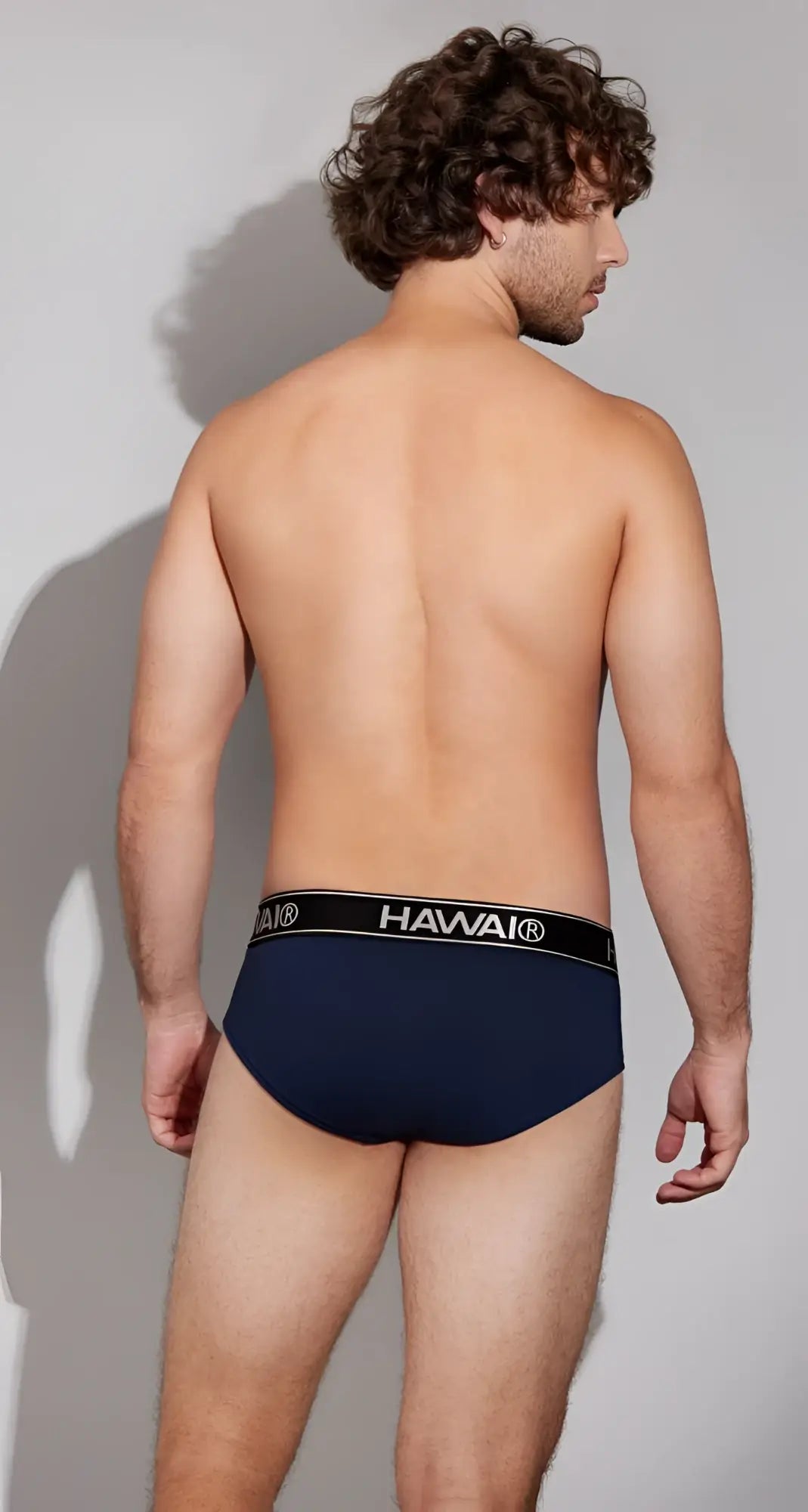 Navy blue Havai 41962 cotton blend briefs with black elastic waistband featuring Havai brand name in white lettering